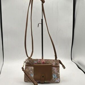 Elegant Floral Crossbody Bag in Tan